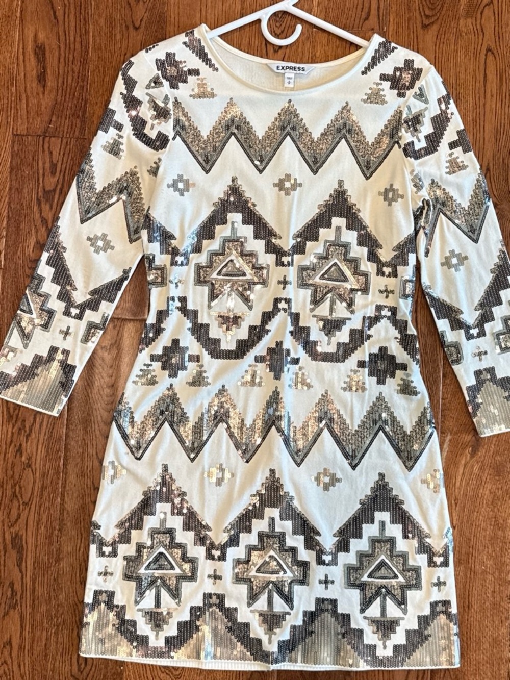 Express White Sequin Embellished Top